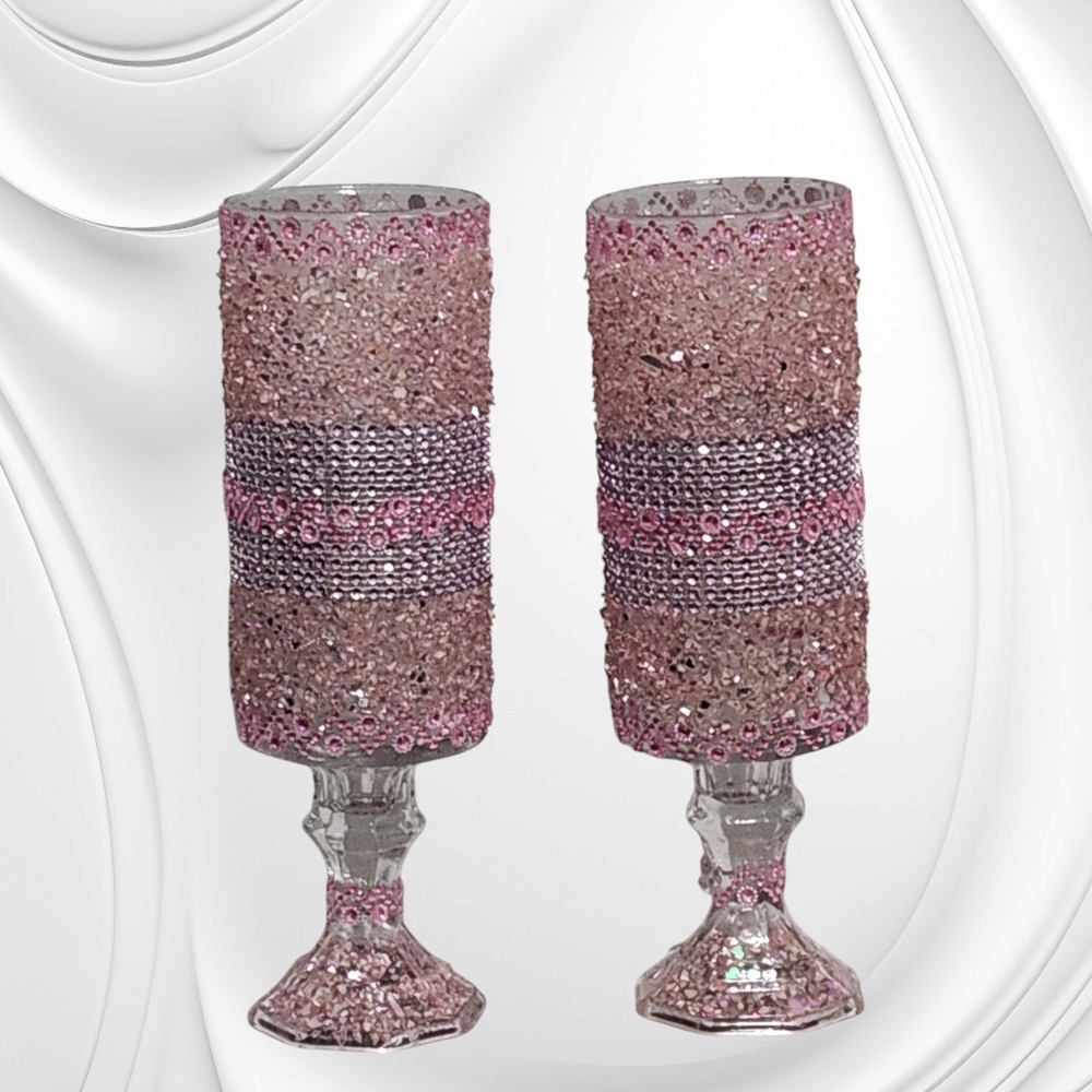 Elegant Pink and Silver Candle Holders